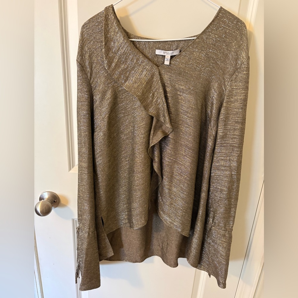 Derek Lam 10 Crosby Shimmery Ruffle Blouse – Size 12 –‎ Like New ✨